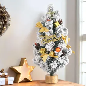 60CM Snow-Flocked Tabletop Christmas Tree with Ornaments