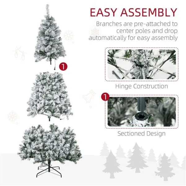7.5 ft Christmas tree Flocked with 500 Warm white LED lights