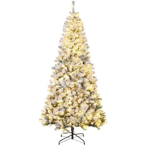 7.5 ft Christmas tree Flocked with 500 Warm white LED lights