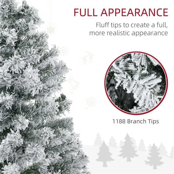 7.5 ft Christmas tree Flocked with 500 Warm white LED lights