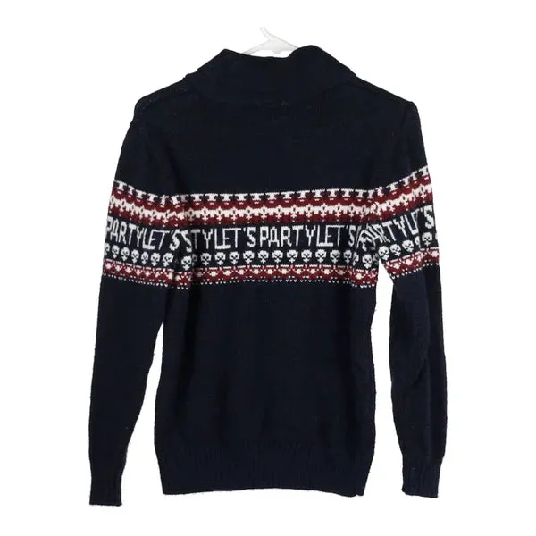 Age 12-13 Ovs Jumper - Medium Navy Acrylic Blend