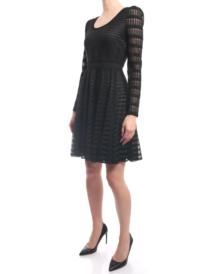 Alexander McQueen Black Mesh Long Sleeve Knit Dress - S