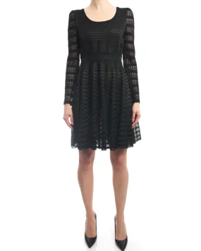 Alexander McQueen Black Mesh Long Sleeve Knit Dress - S