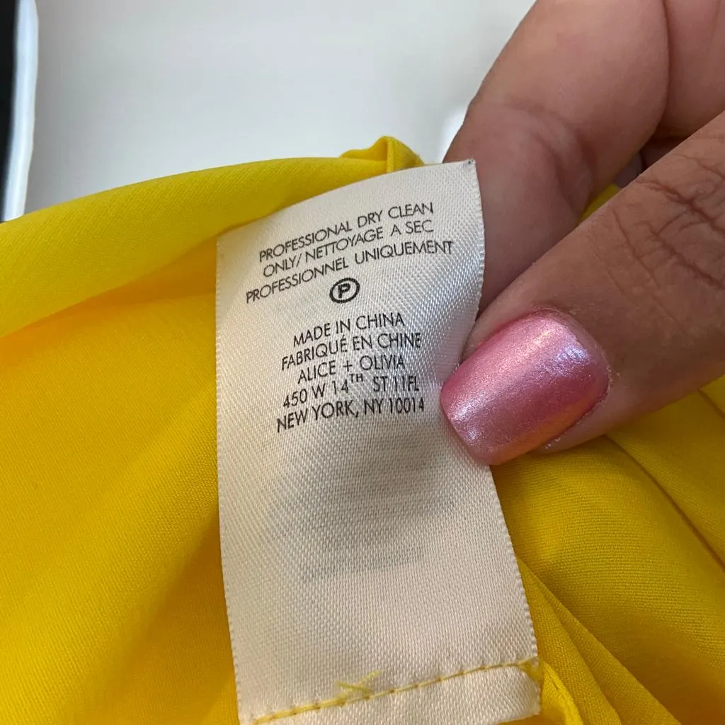 Alice   Olivia Women's Rue Godet Maxi Dress Ruffled Yellow Sz 4