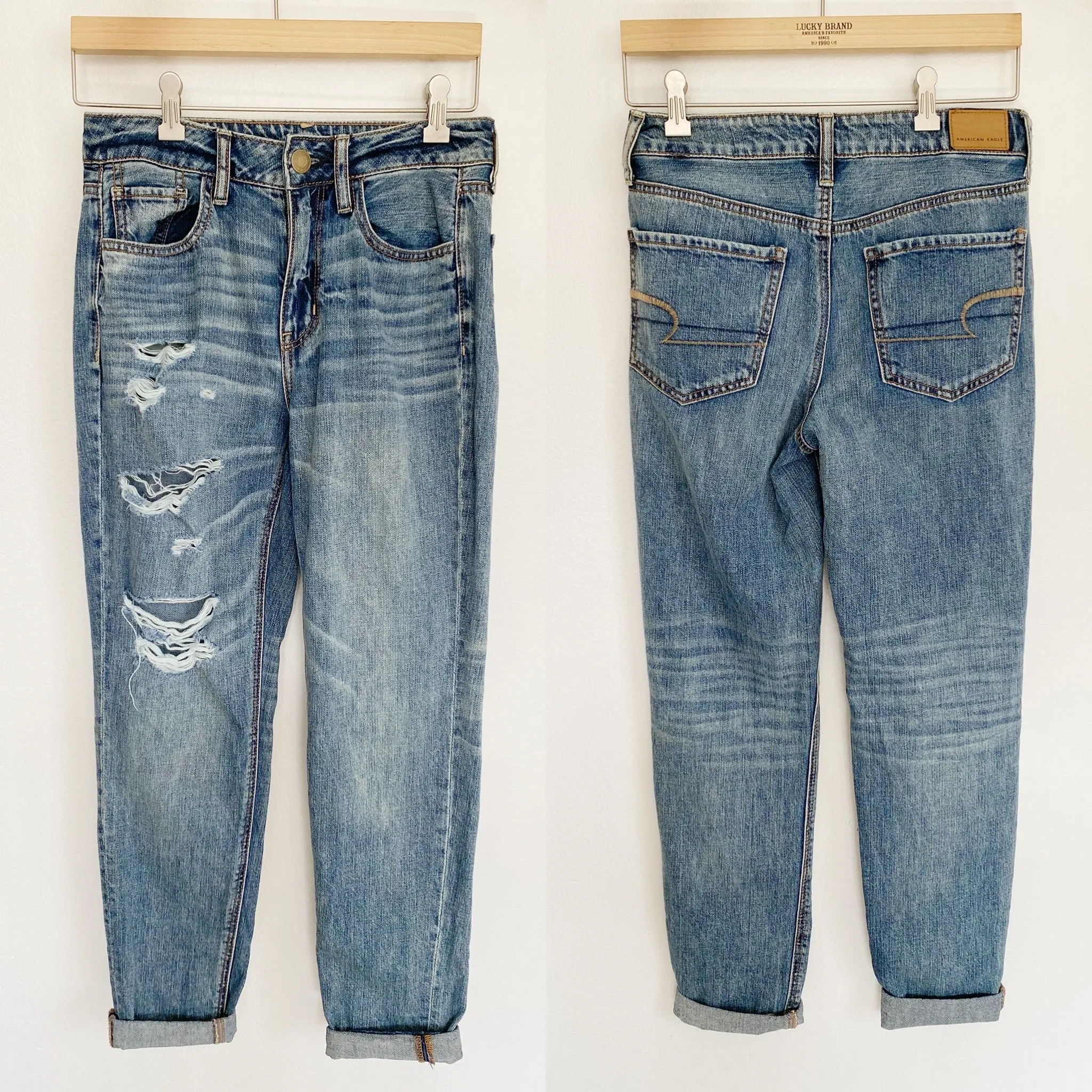 American Eagle Tom Girl Distressed Jeans New 2 Regular