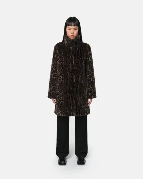 Apparis Blair Leopard Mid-Length Coat Dark Leopard