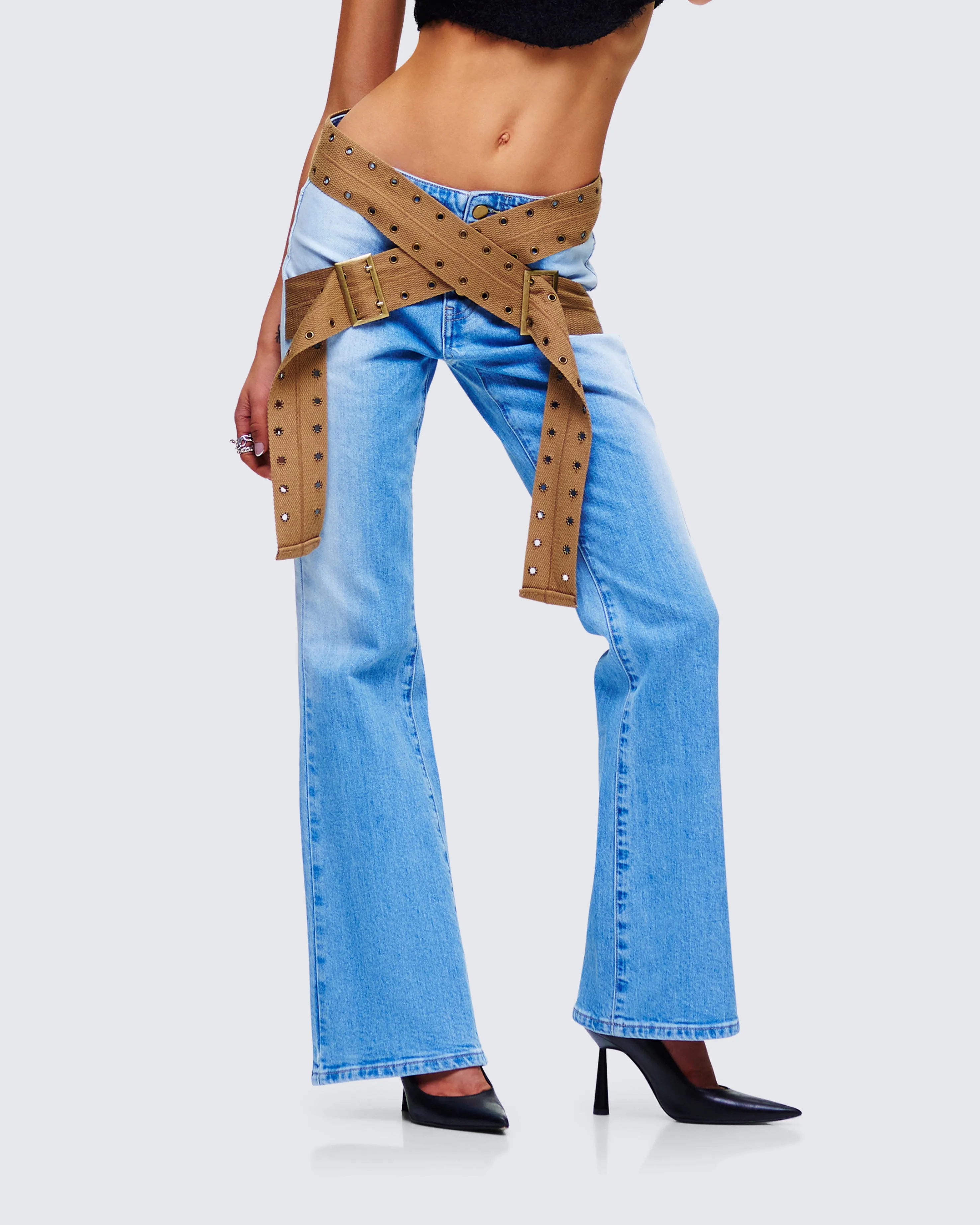 Ara Blue Belted Low Rise Jean