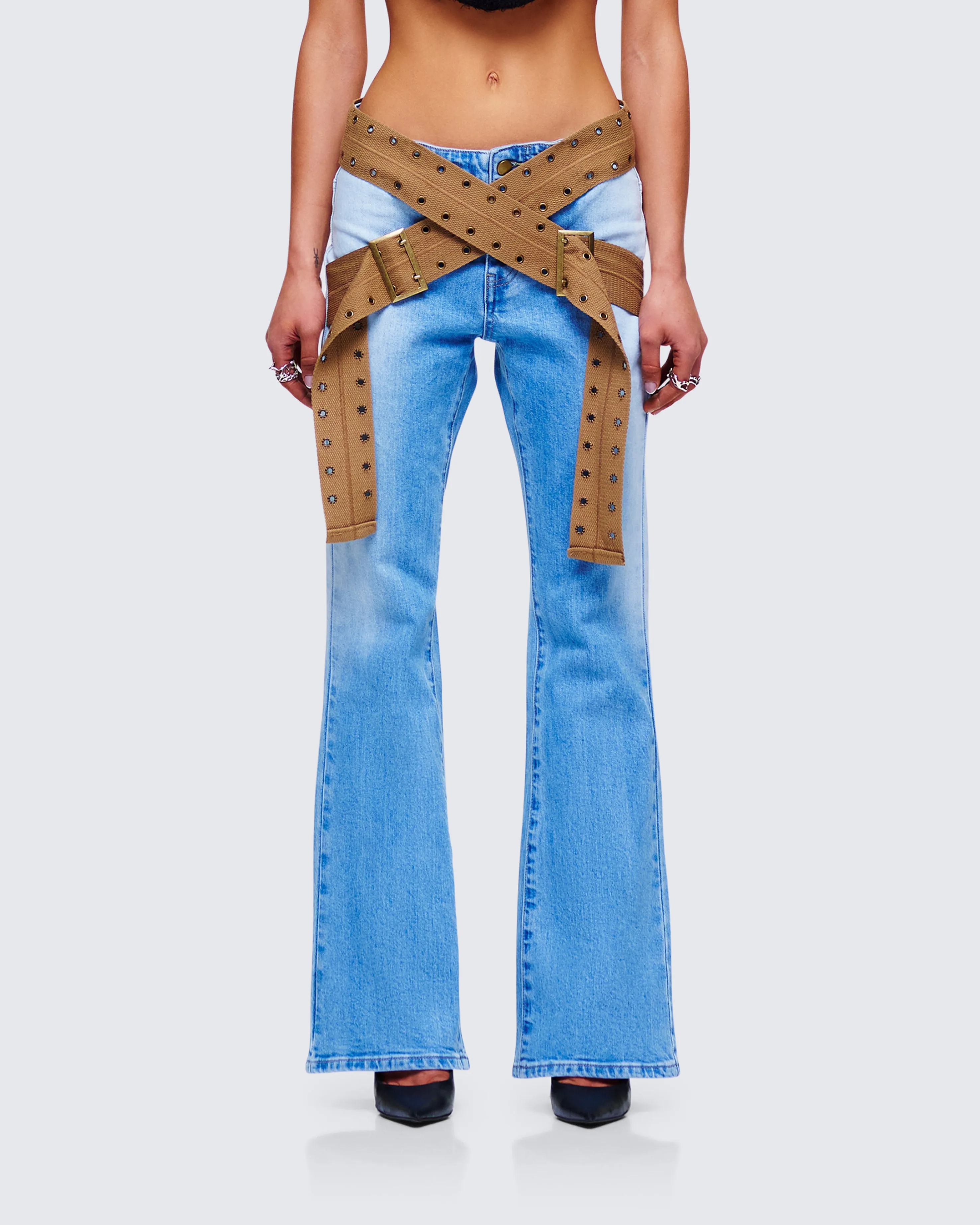Ara Blue Belted Low Rise Jean