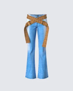 Ara Blue Belted Low Rise Jean