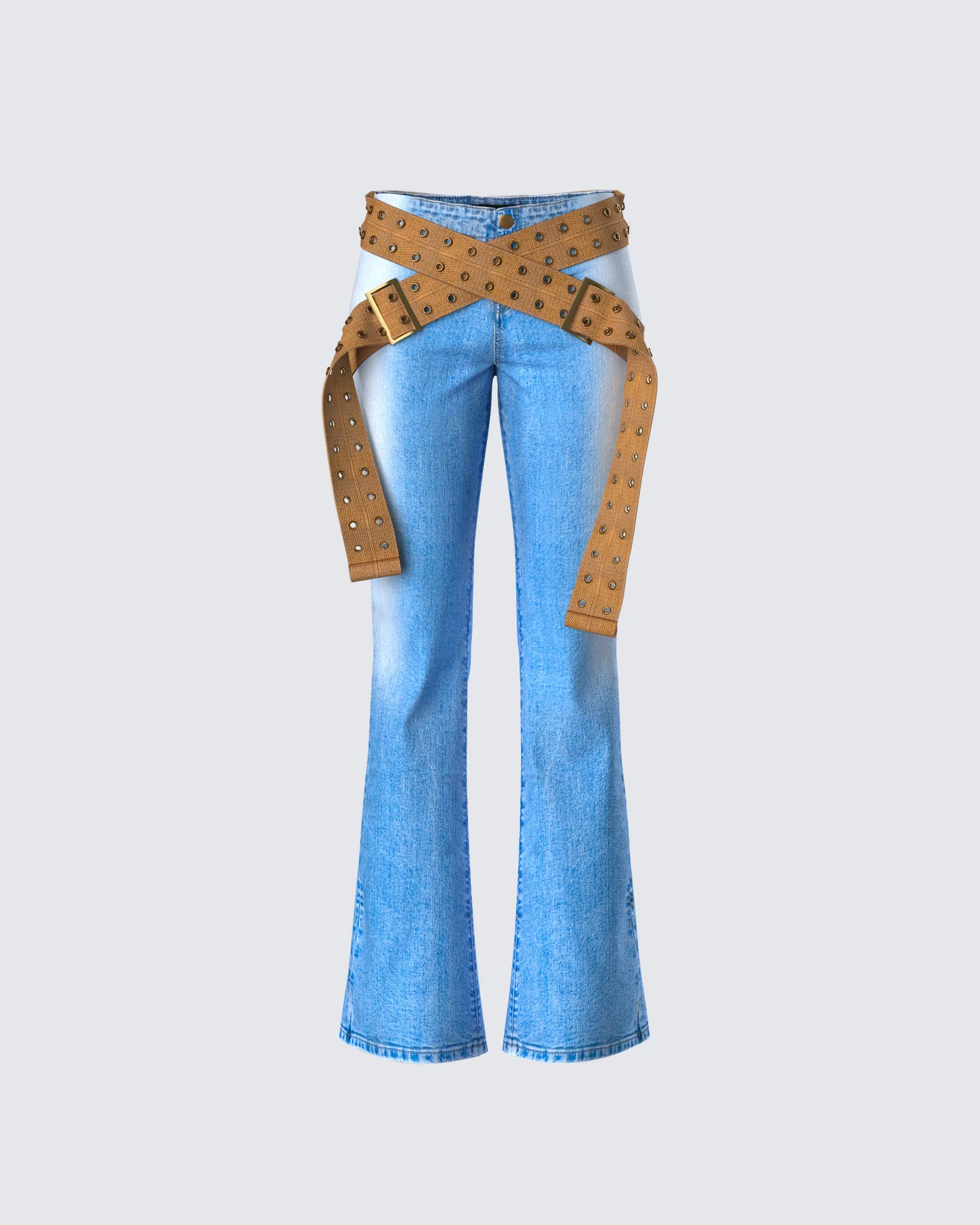 Ara Blue Belted Low Rise Jean