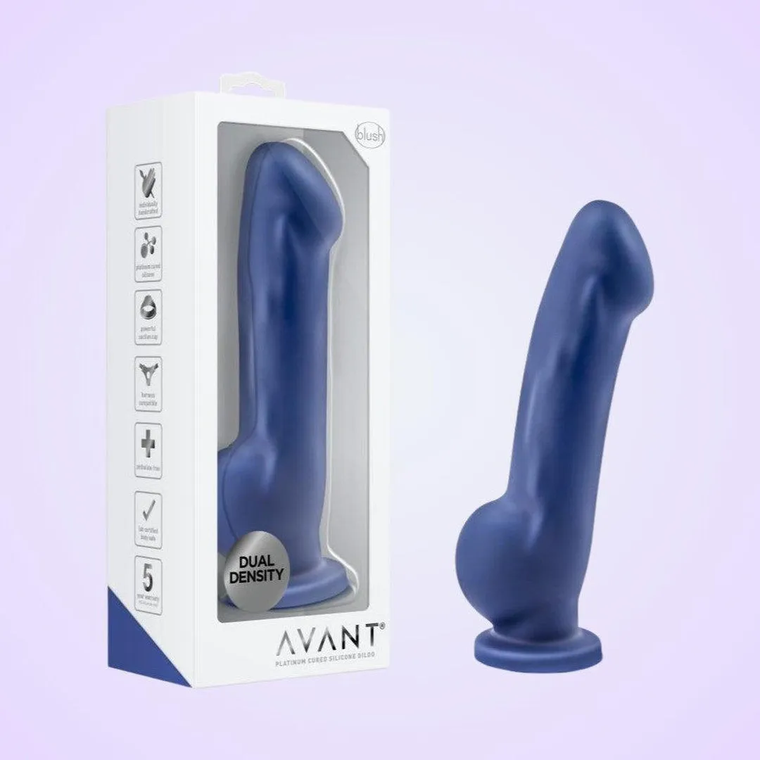 Avant D8 Ergo 7.5" Non-Porous Silicone Dildo - Indigo