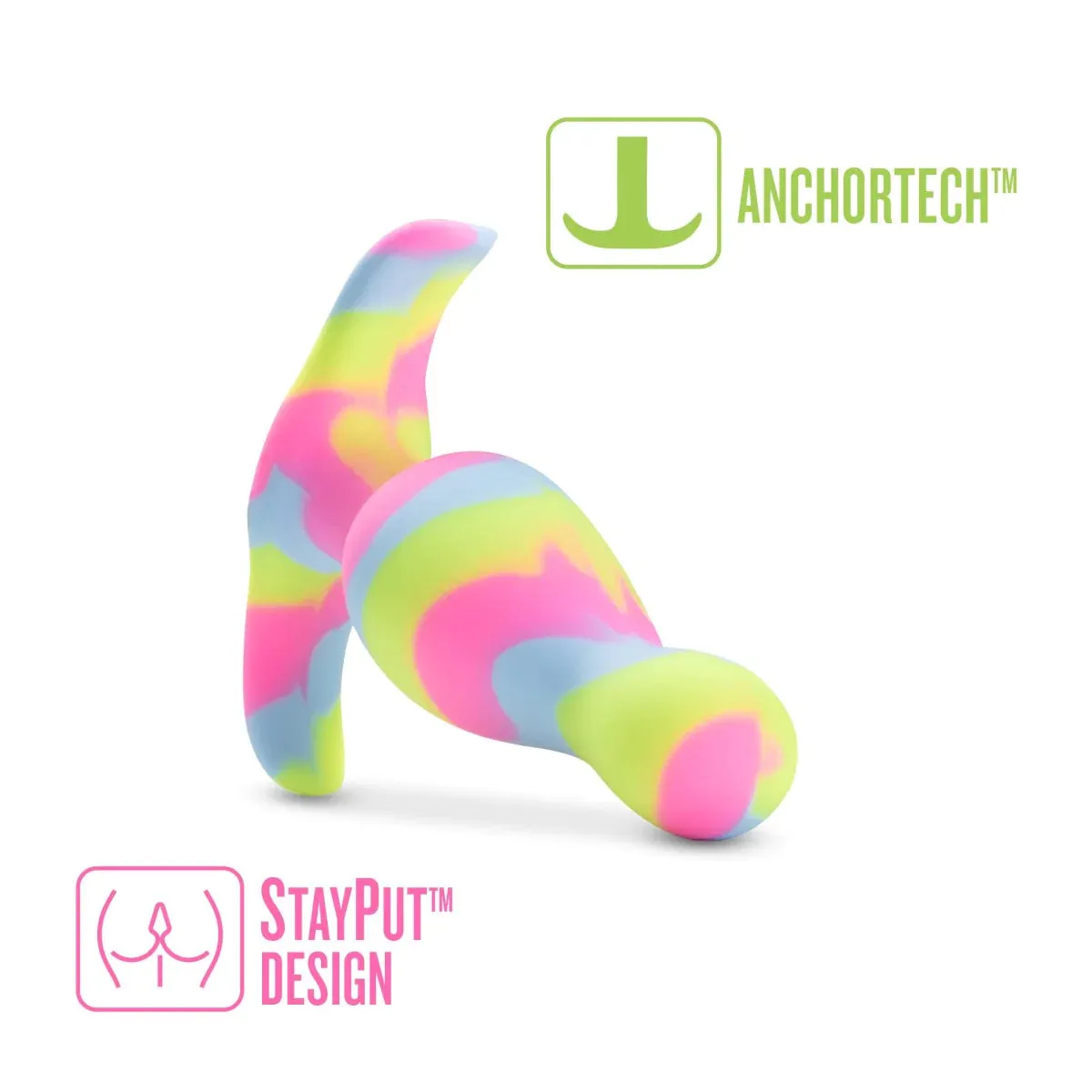Avant Kaleido Lime Artisan 3 Inch Tapered Stayput Butt Plug with Pleasure Curves