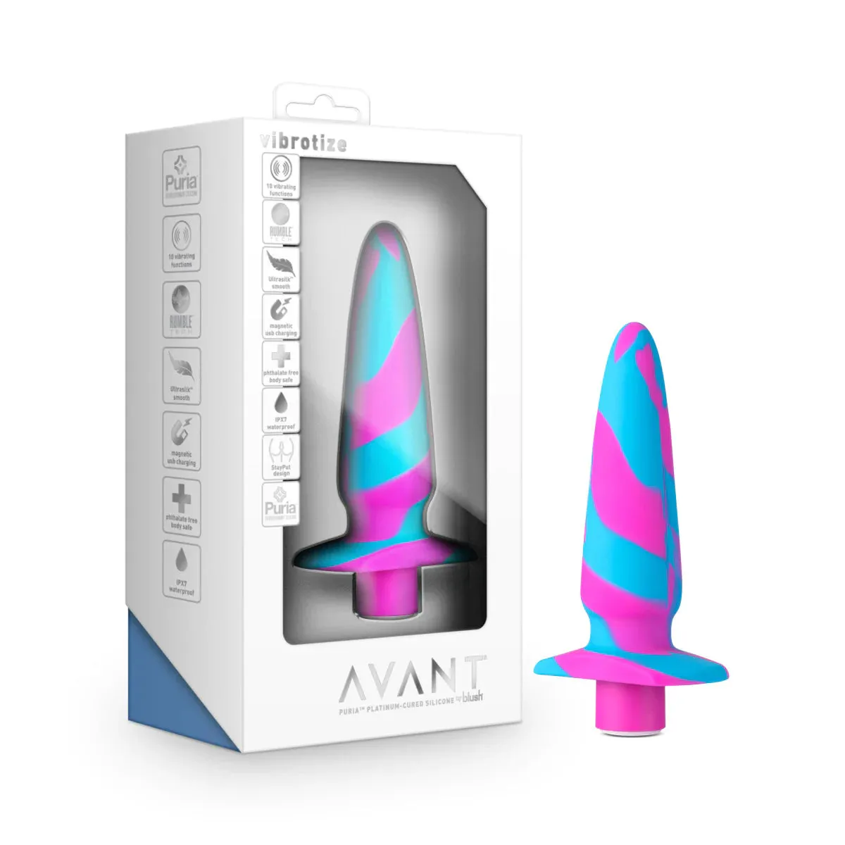 Avant Vibrotize Fuchsia Artisan 5 Inch Powerful Vibrating Stayput™ Butt Plug