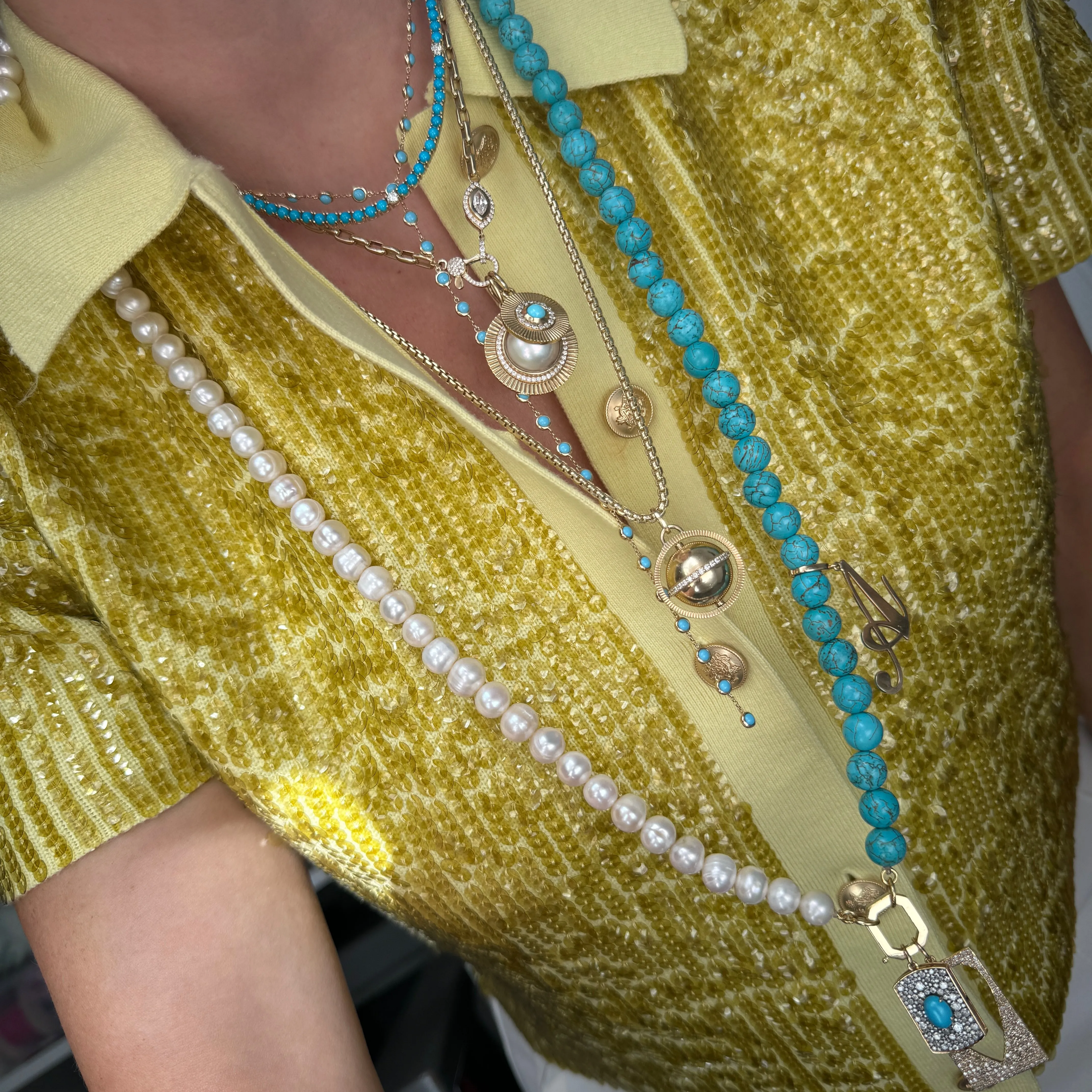 Bezel Set Turquoise Lariat Necklace