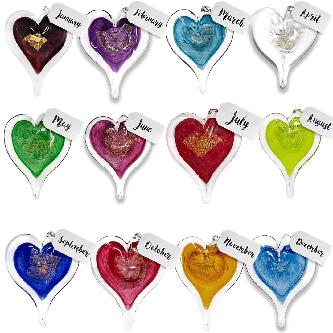 Birthstone Heart Suncatcher with Infused Cremains
