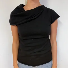 Black Cape Collar Cashmere Short Sleeved Jumper Small