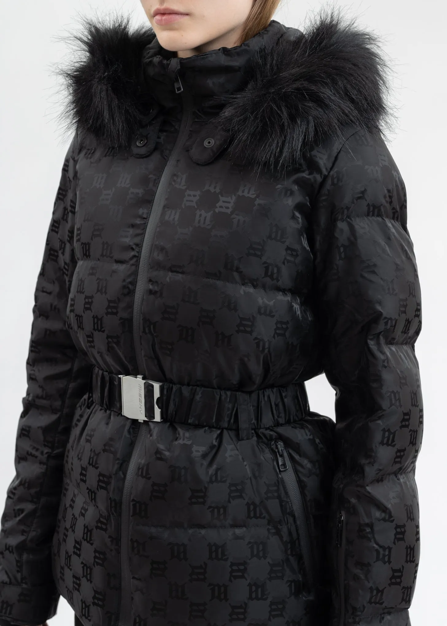 Black SKI MONOGRAM NYLON PUFFER