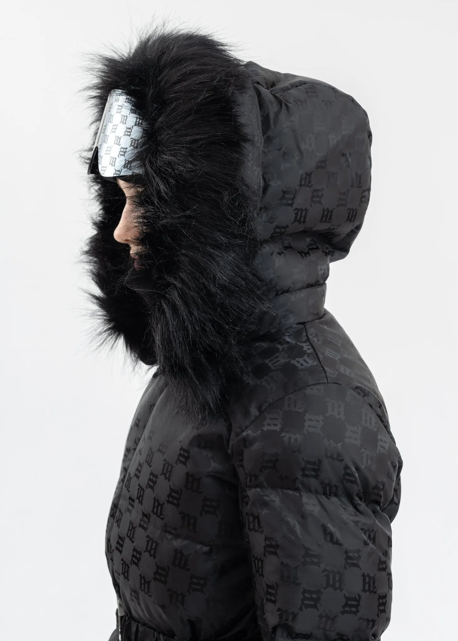 Black SKI MONOGRAM NYLON PUFFER