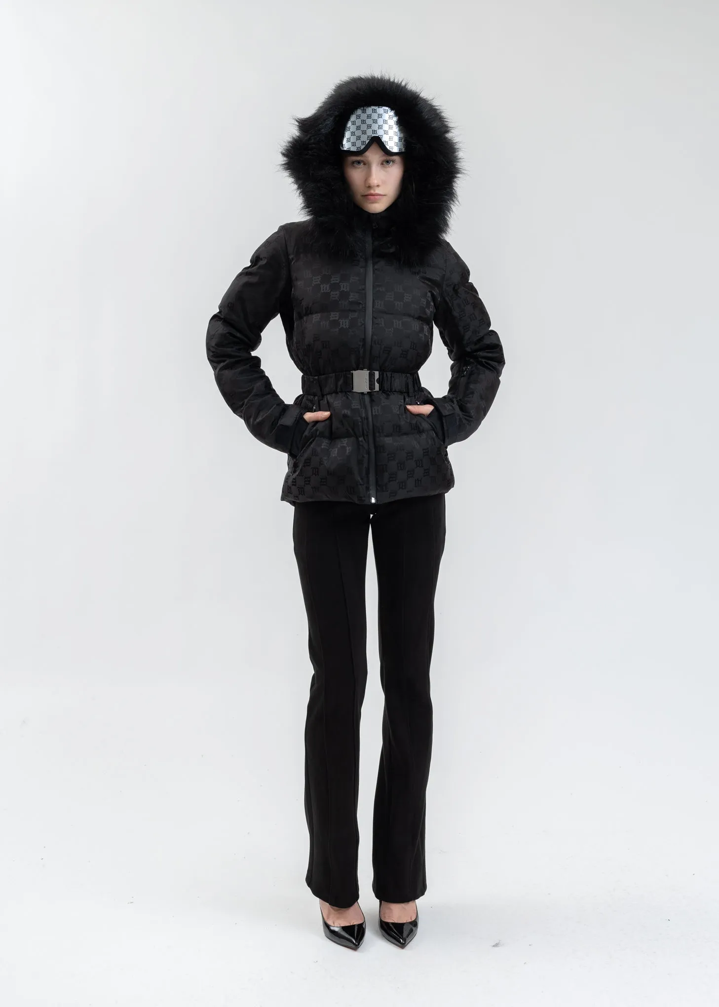 Black SKI MONOGRAM NYLON PUFFER