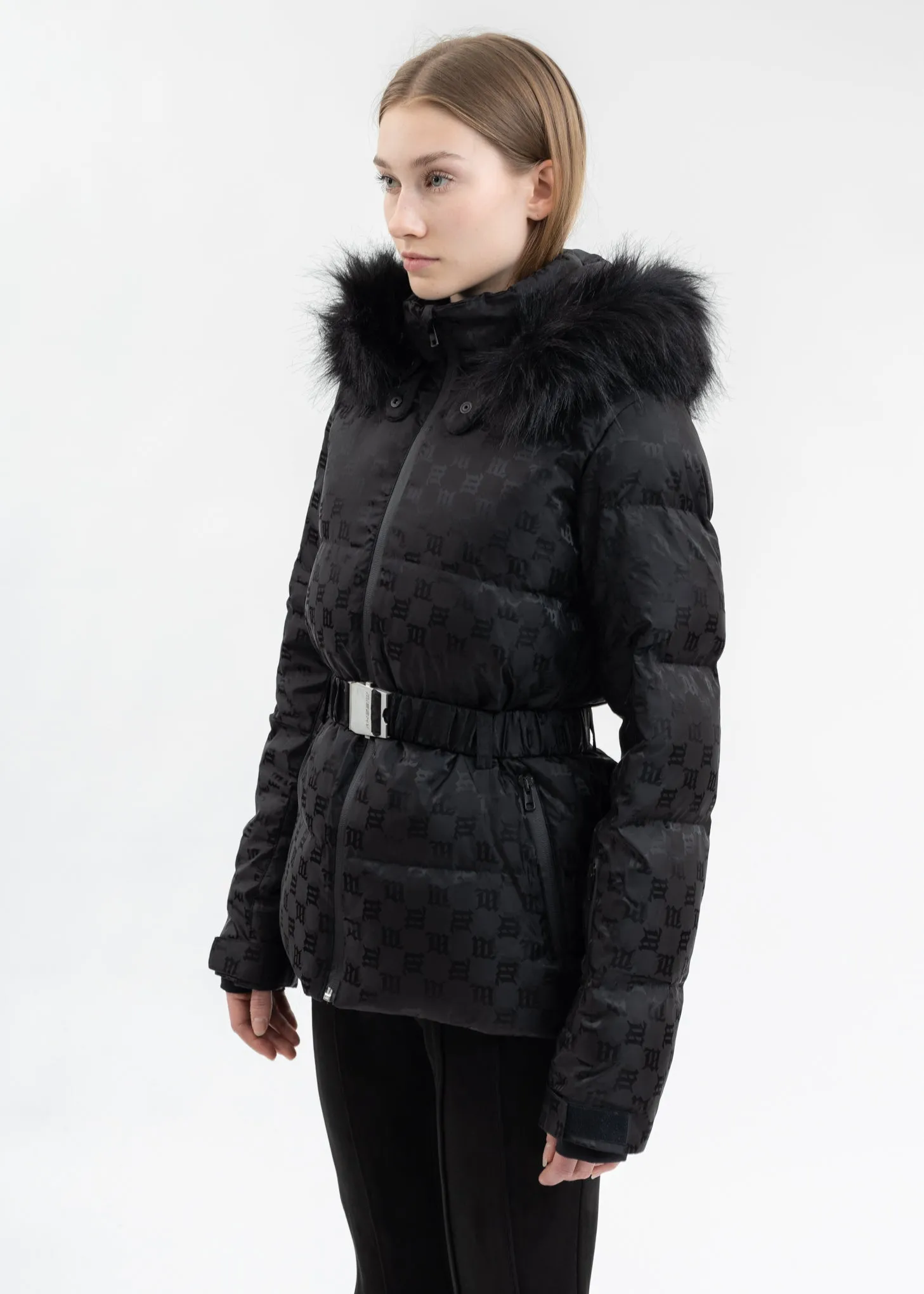Black SKI MONOGRAM NYLON PUFFER