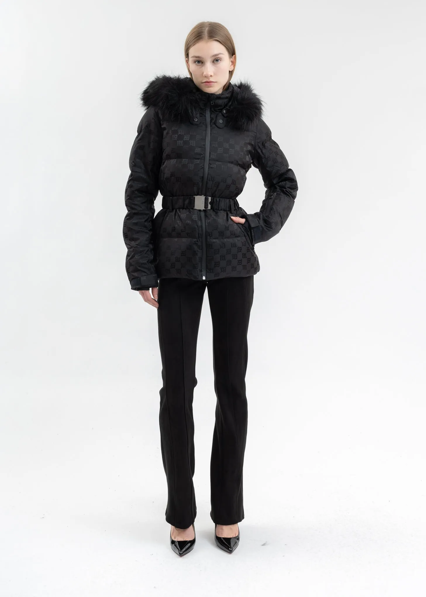 Black SKI MONOGRAM NYLON PUFFER