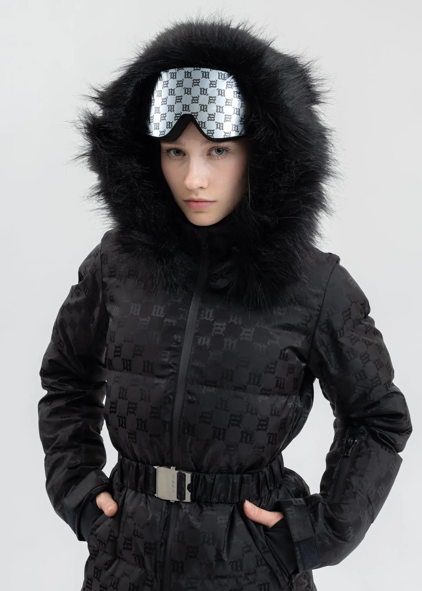Black SKI MONOGRAM NYLON PUFFER