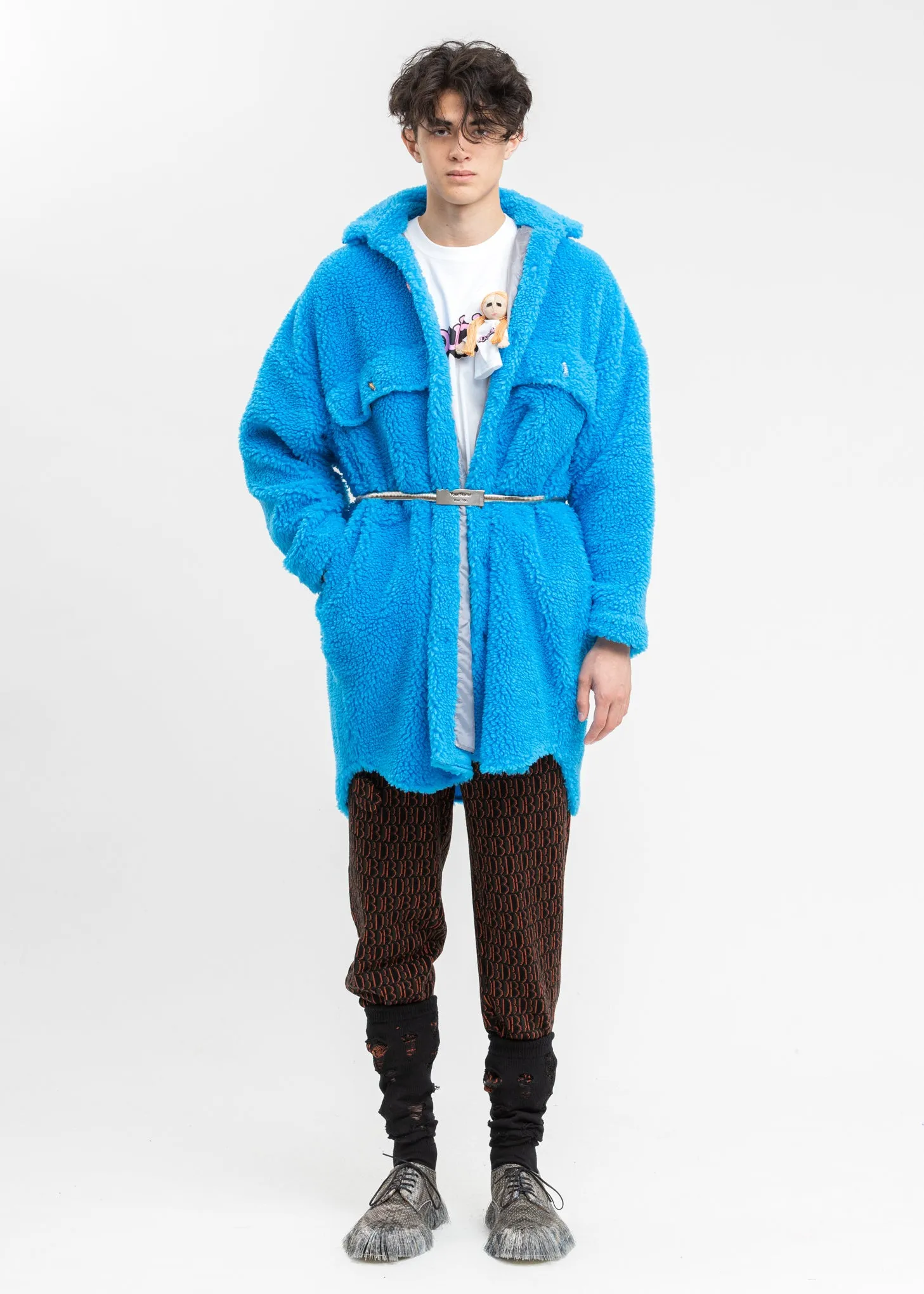 Blue Recycle Fur Oversized Jacket