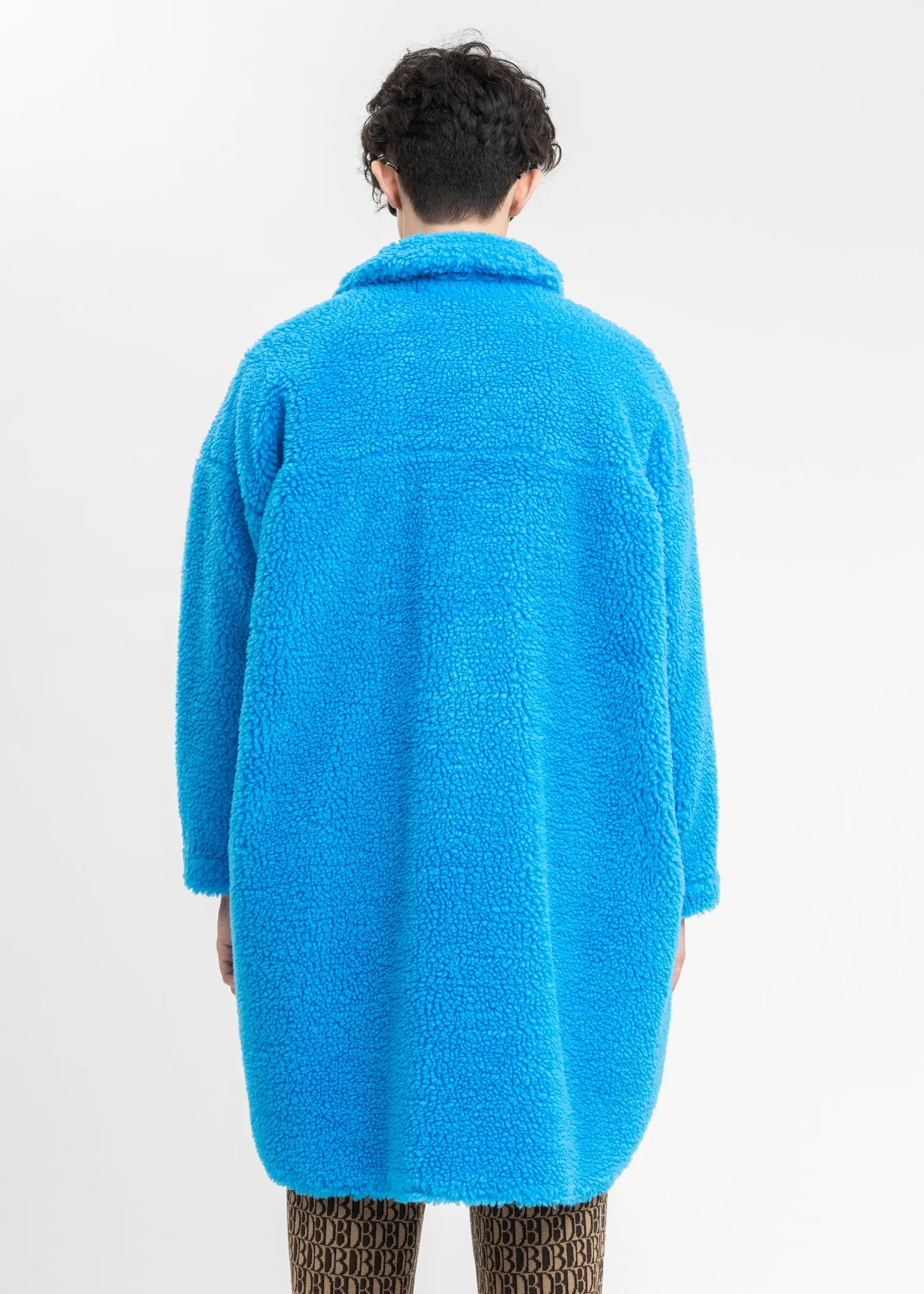 Blue Recycle Fur Oversized Jacket