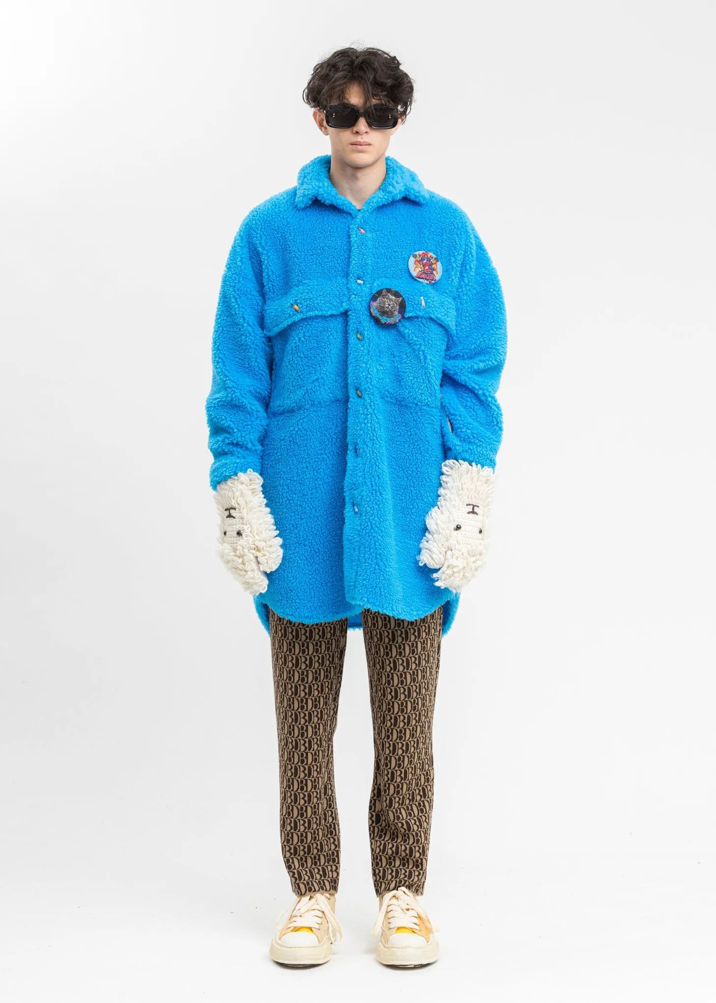 Blue Recycle Fur Oversized Jacket