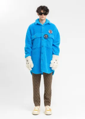 Blue Recycle Fur Oversized Jacket