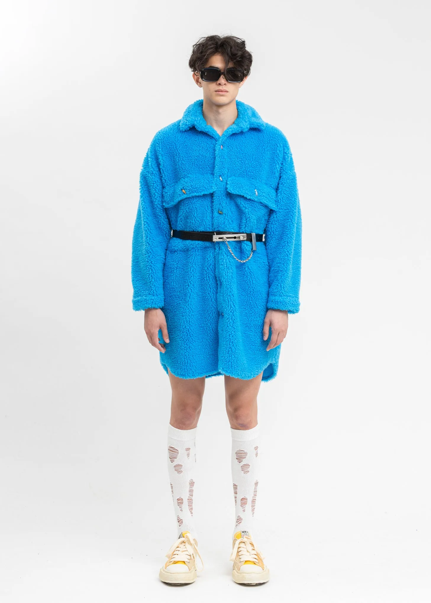 Blue Recycle Fur Oversized Jacket