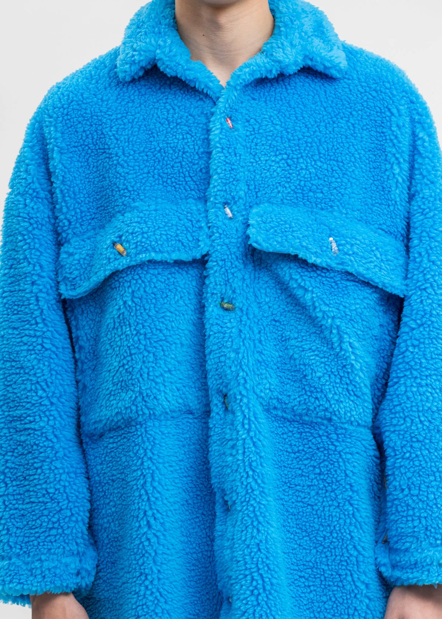 Blue Recycle Fur Oversized Jacket