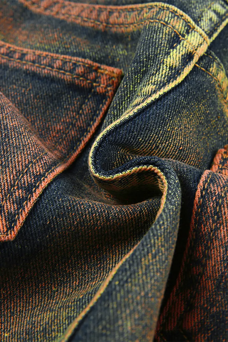 BQ3116 Denim Cargo Mini Skirt