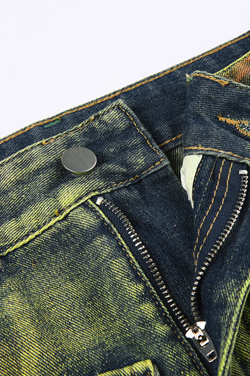 BQ3116 Denim Cargo Mini Skirt
