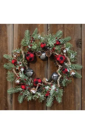 Buffalo Gingham Country Holiday Wreath, 17"