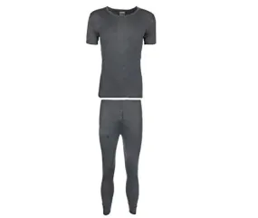 B.U.L ® Mens Extrem Hot Thermal Underwear Set Short Sleeve Vest & Long Johns Suitable for Winter, Outdoor Work, Travel, Camping & Ski Wear Size S-XL (Small, Charcoal)