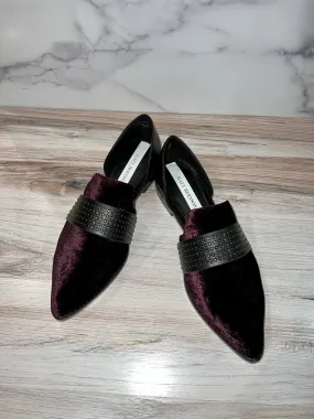 Burgundy Velvet Studded Slip On