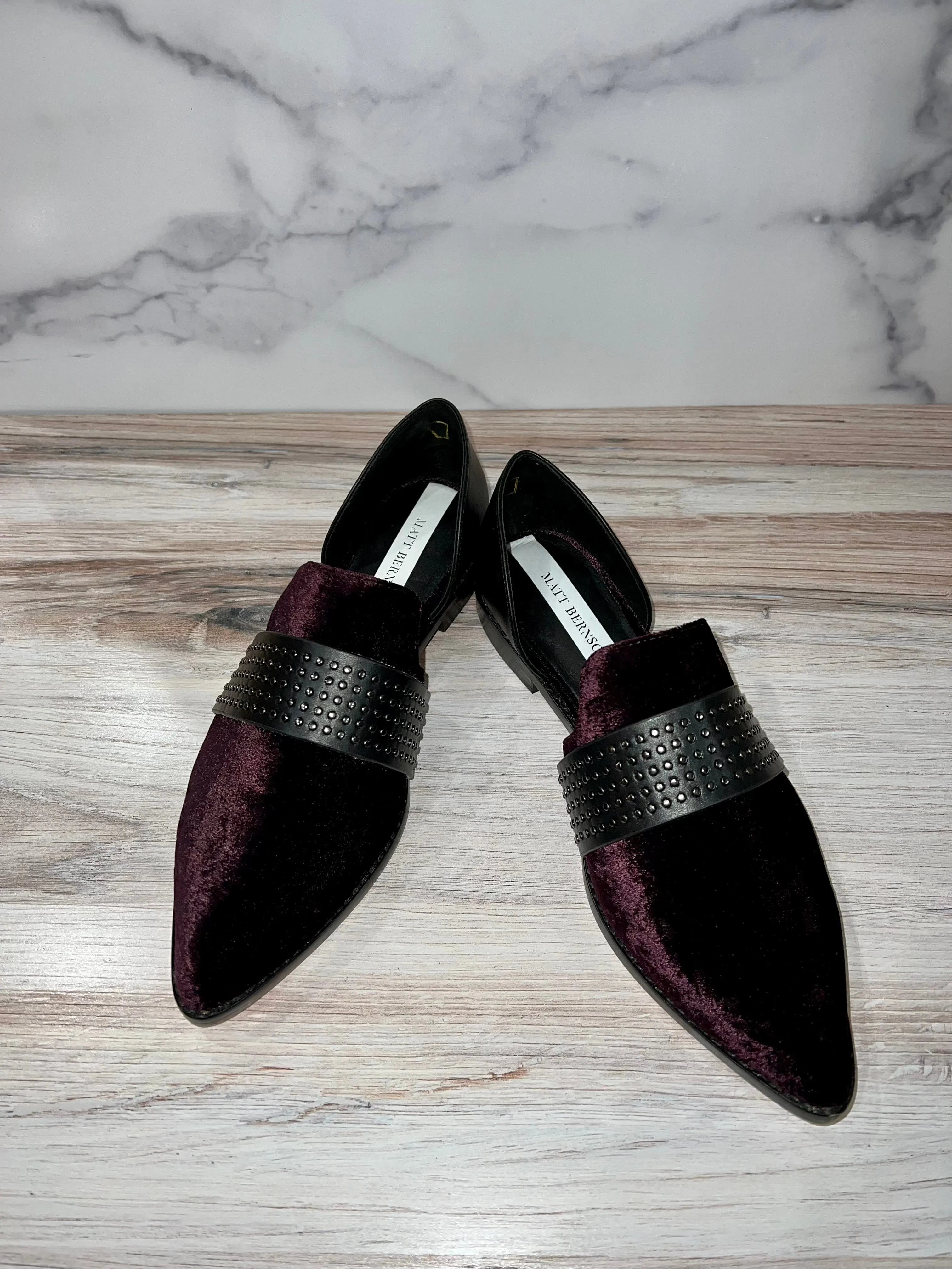 Burgundy Velvet Studded Slip On