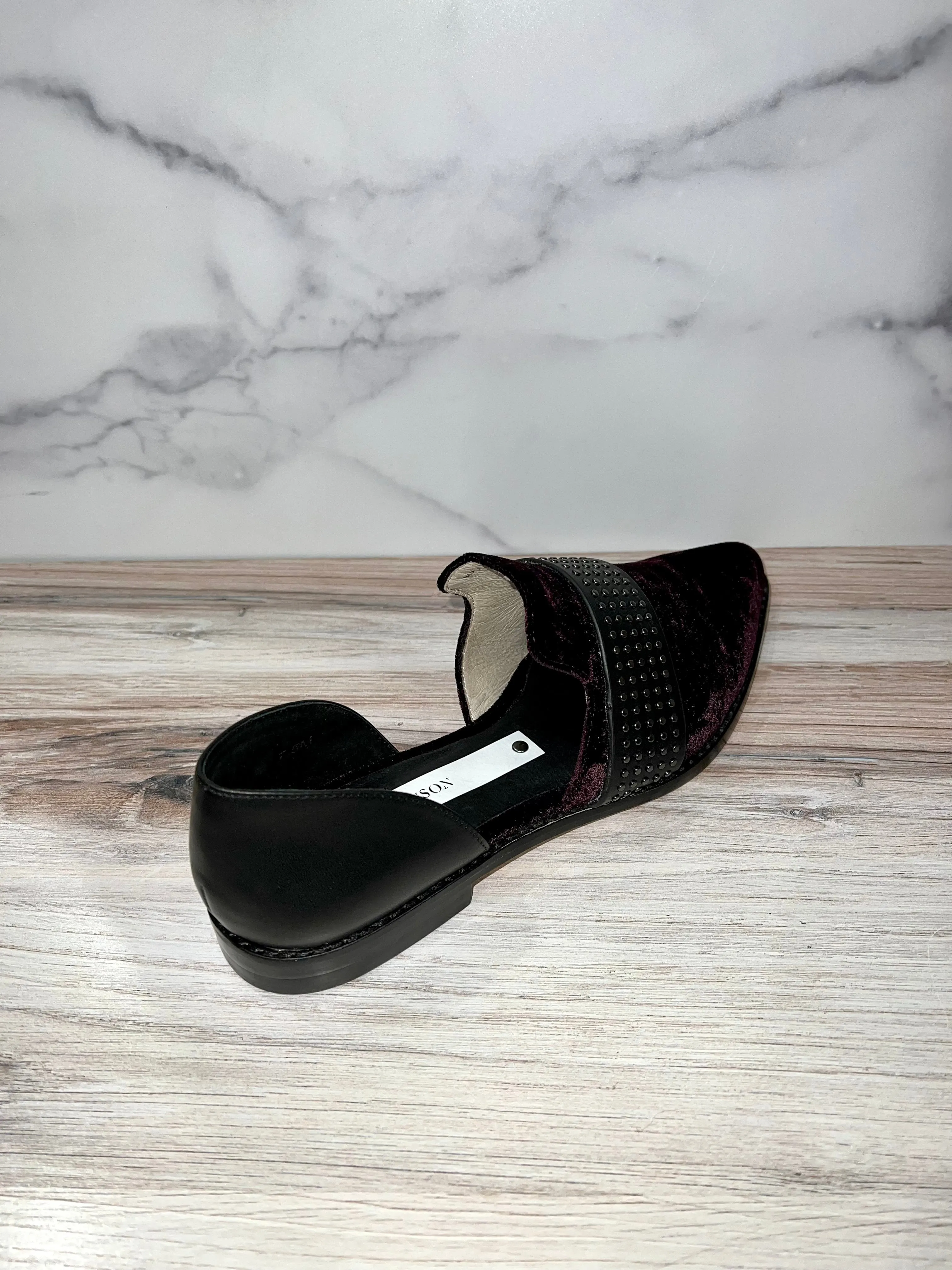 Burgundy Velvet Studded Slip On