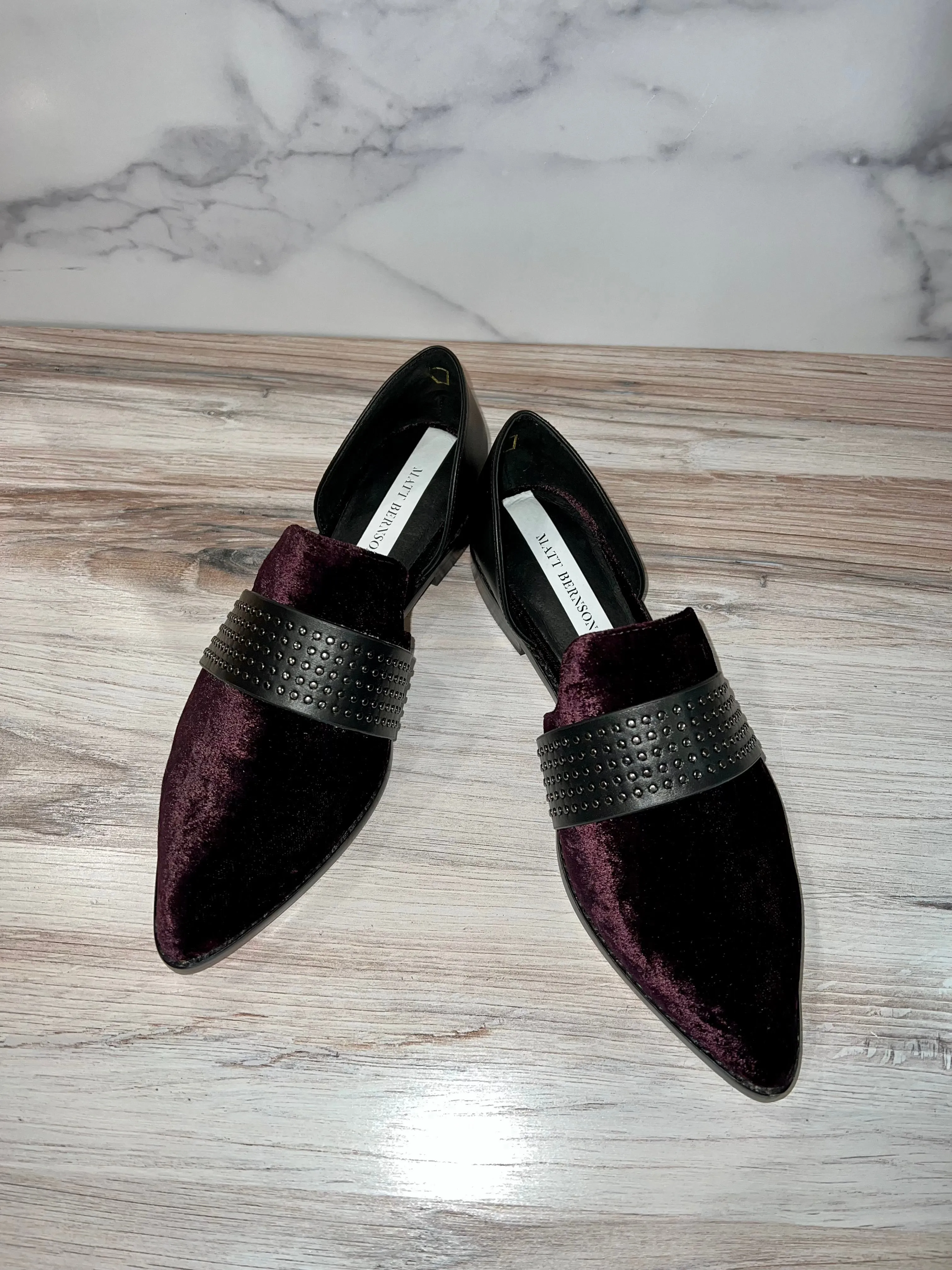 Burgundy Velvet Studded Slip On