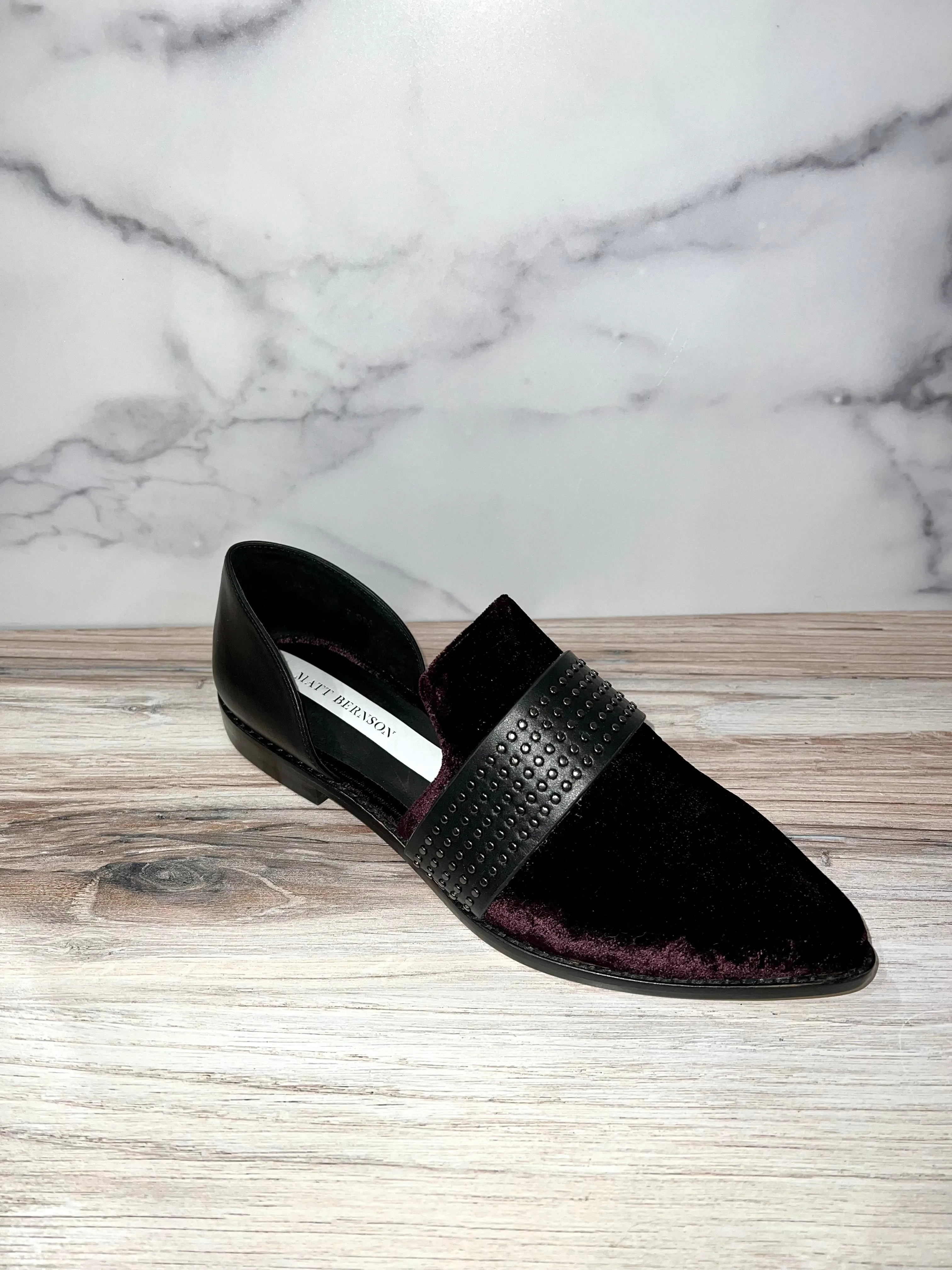 Burgundy Velvet Studded Slip On