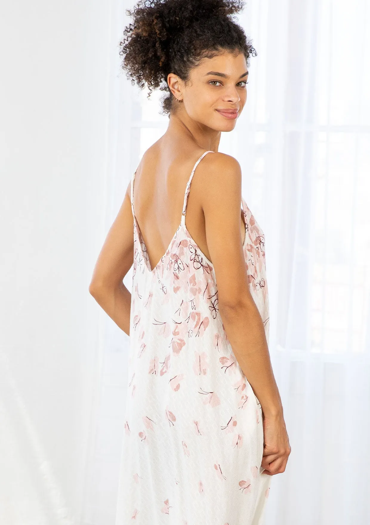Butterfly Sleeveless V-Neck Maxi Dress