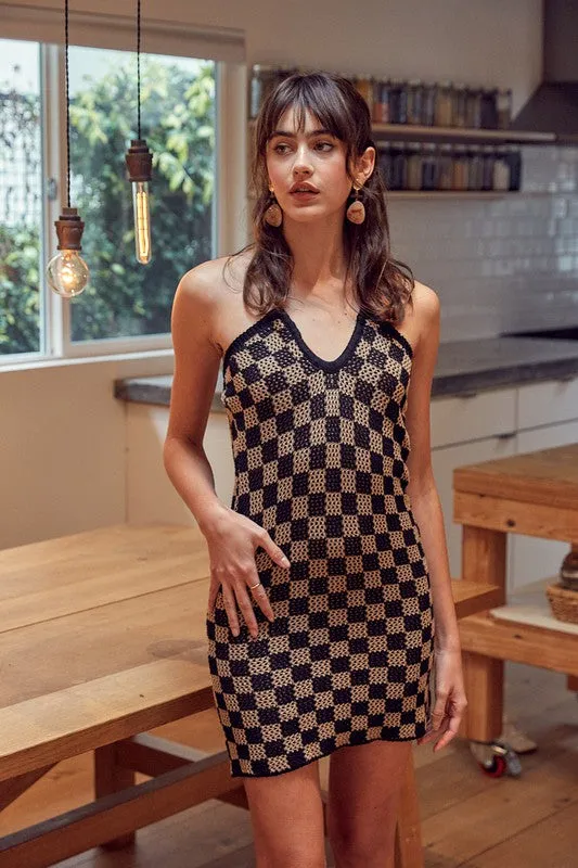 Checkerboard Knit Dress