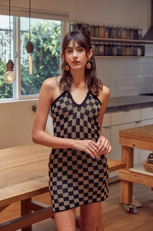 Checkerboard Knit Dress