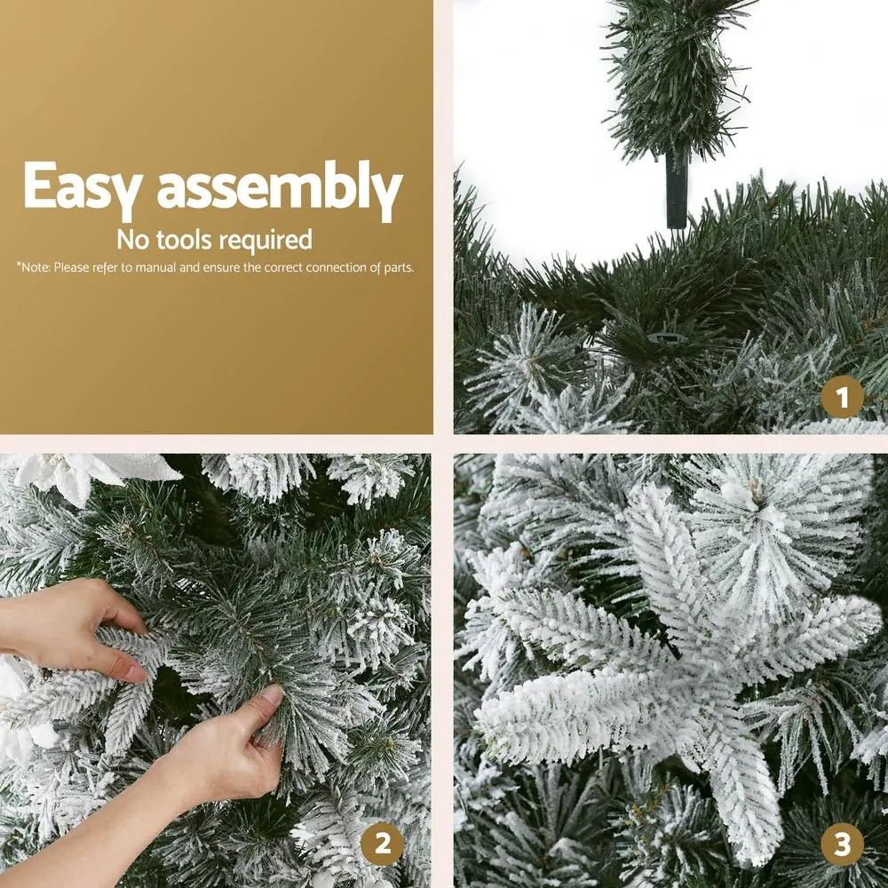 Christmas Tree 1.8m Xmas Tree Snow Flocked Flowers Decor 564 Tips