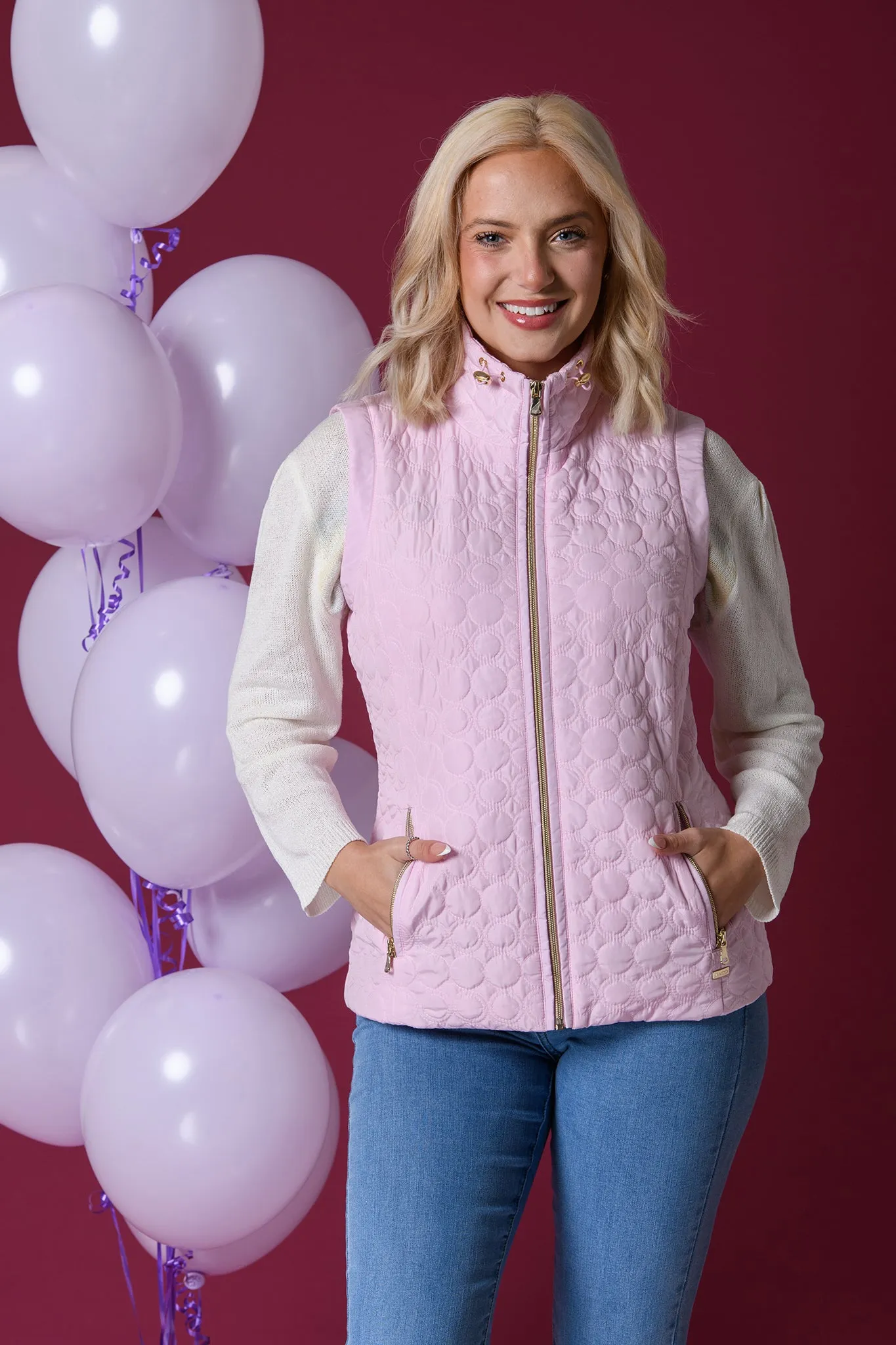 Circles Quilt Gilet - Pink