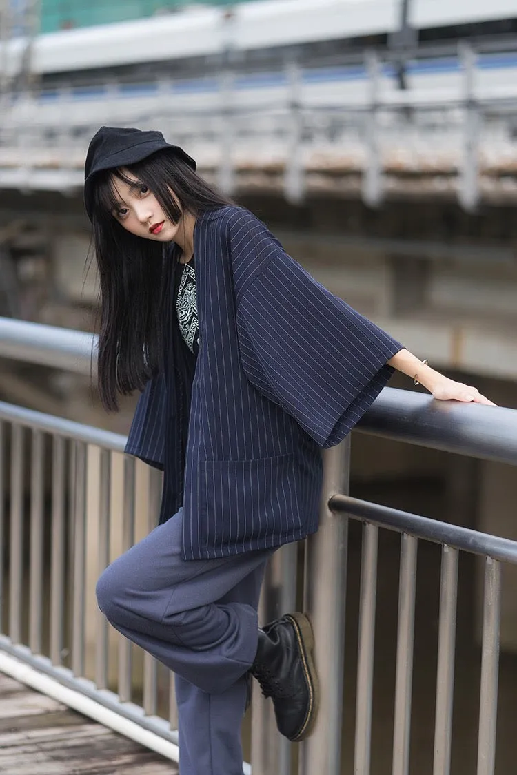 Classic Striped Kimono Cardigan