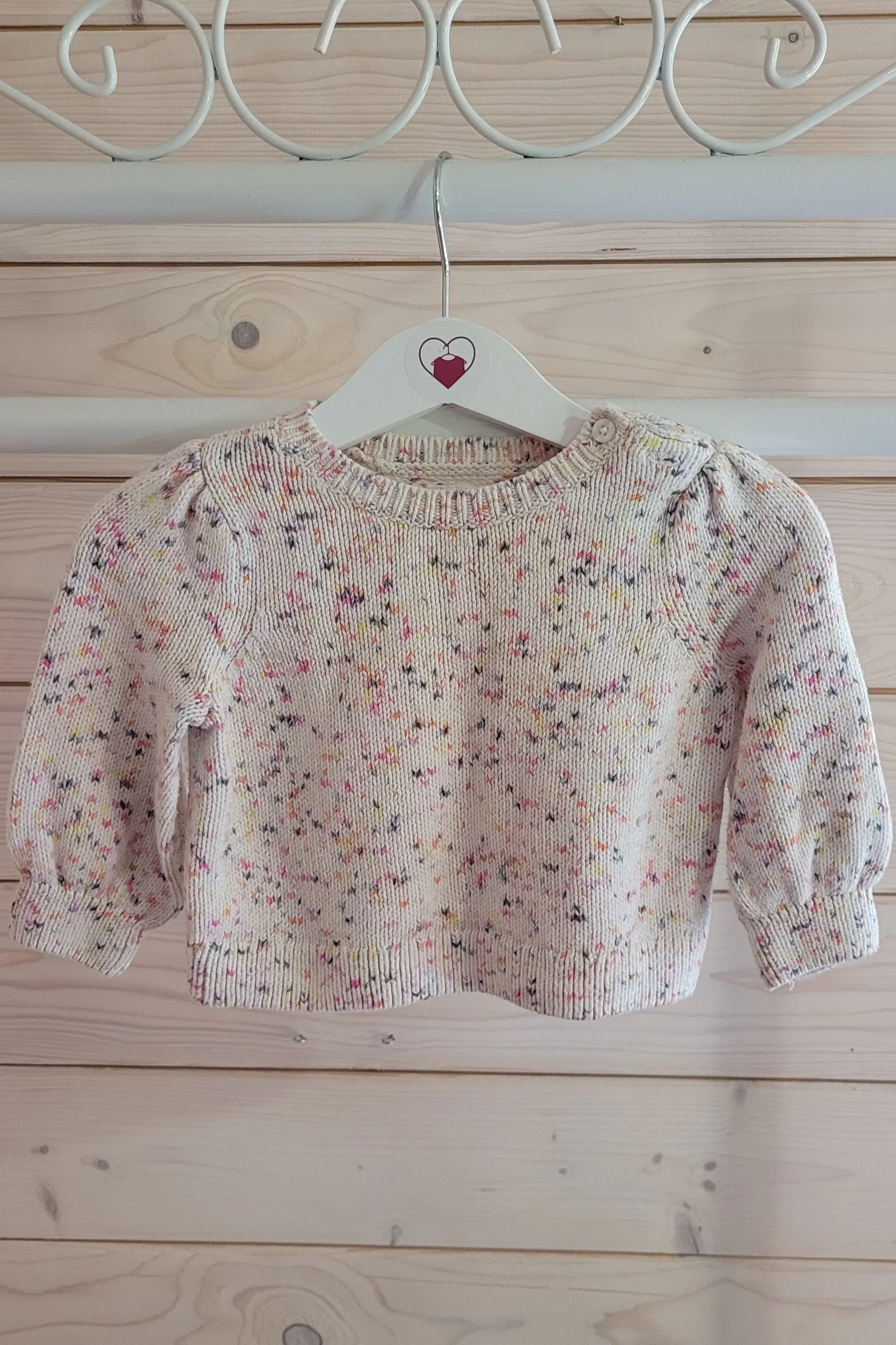 Cream & Pastel Coloured Flecked Jumper 6-12 months