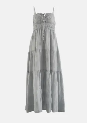 Crinkle Textured Front Tied Maxi Dress