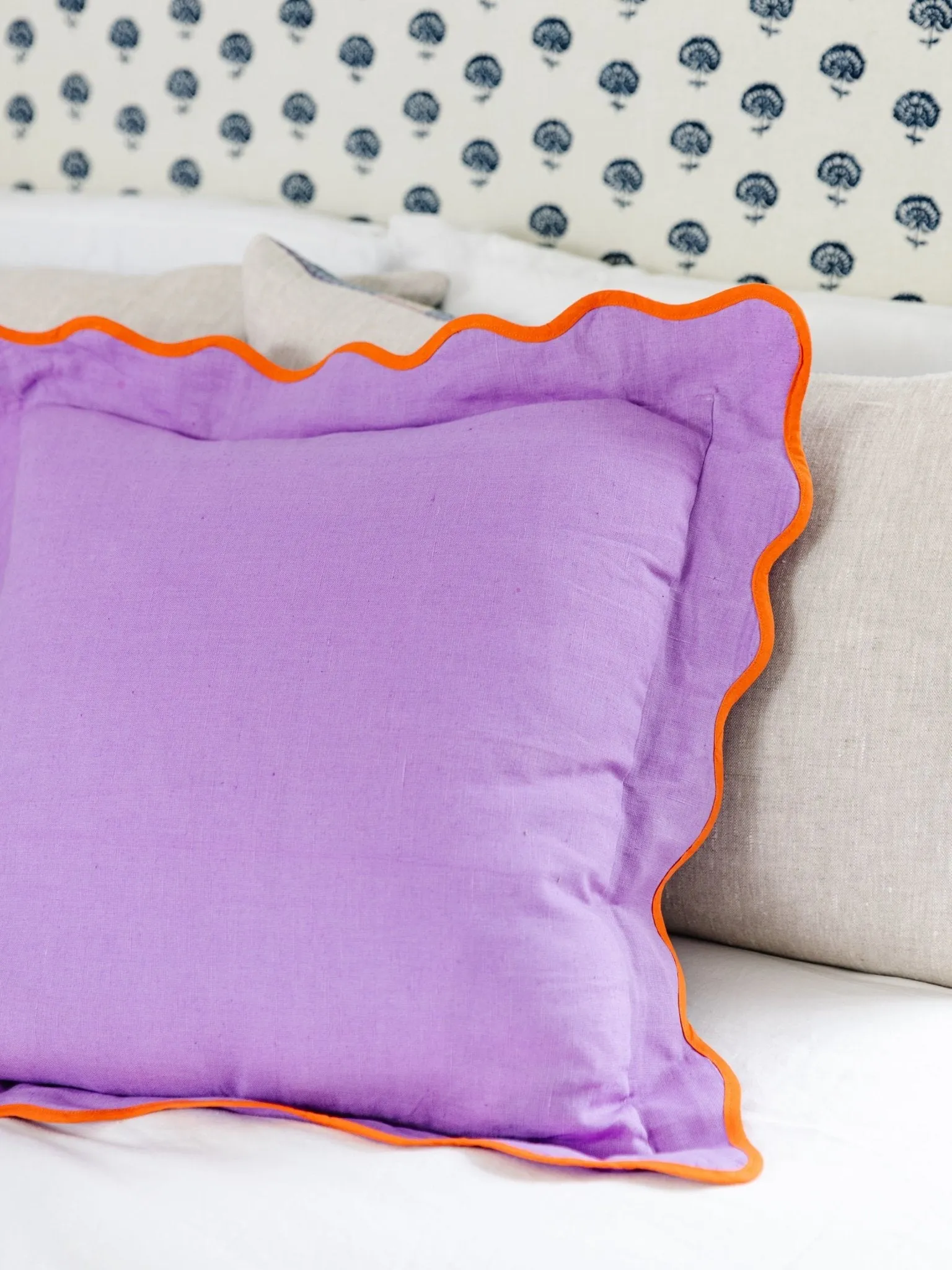 Darcy Linen Pillow | Lilac   Orange